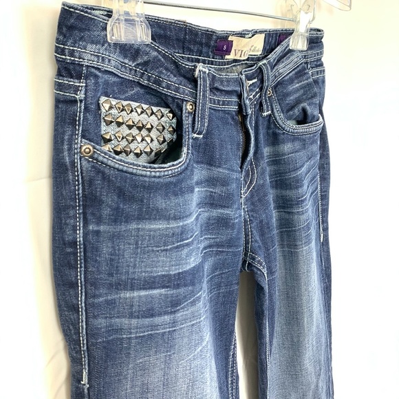 VIGOSS BOOT CUT Studded Distressed Stretch Jeans 5 - Picture 3 of 16